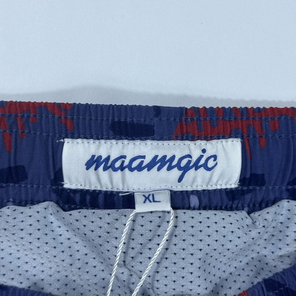 Maamgic Swim Trunks Mens XL Blue 5.5" Tropical Compression Liner Fish bones - Picture 3 of 9